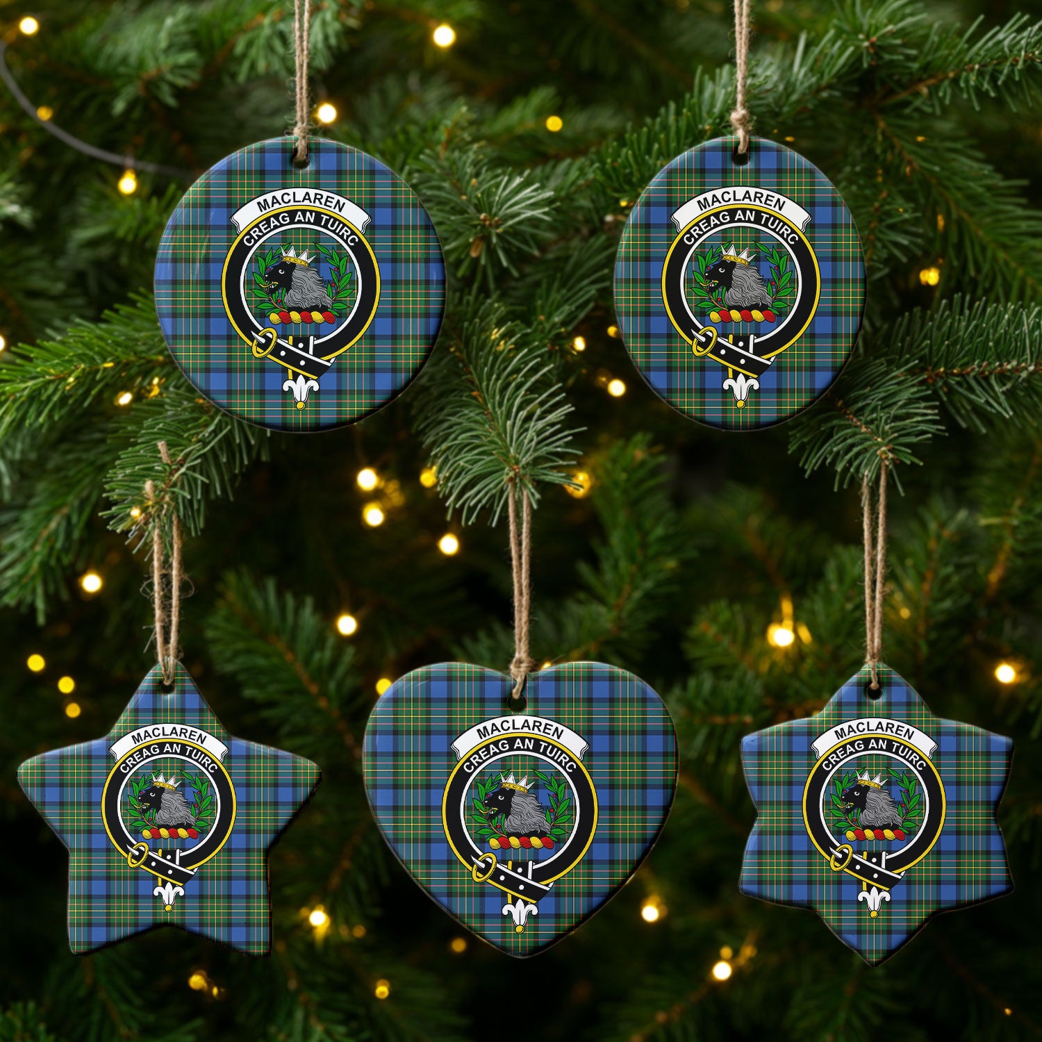 MacLaren Ancient Tartan Crest Christmas Ceramic Ornament