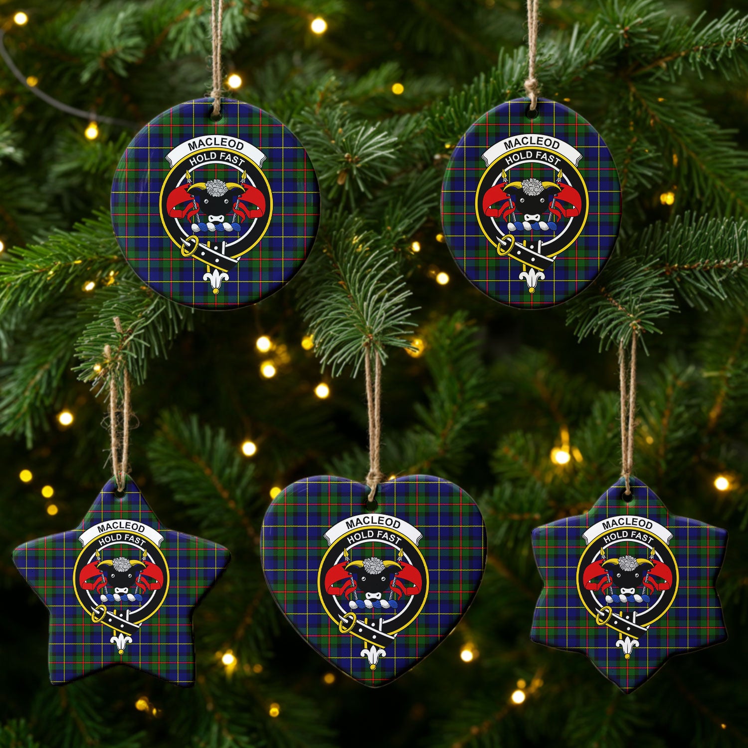 MacLeod of Harris Modern Tartan Crest Christmas Ceramic Ornament