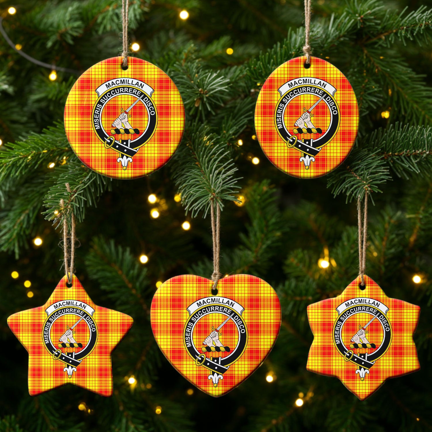 MacMillan Clan Tartan Crest Christmas Ceramic Ornament