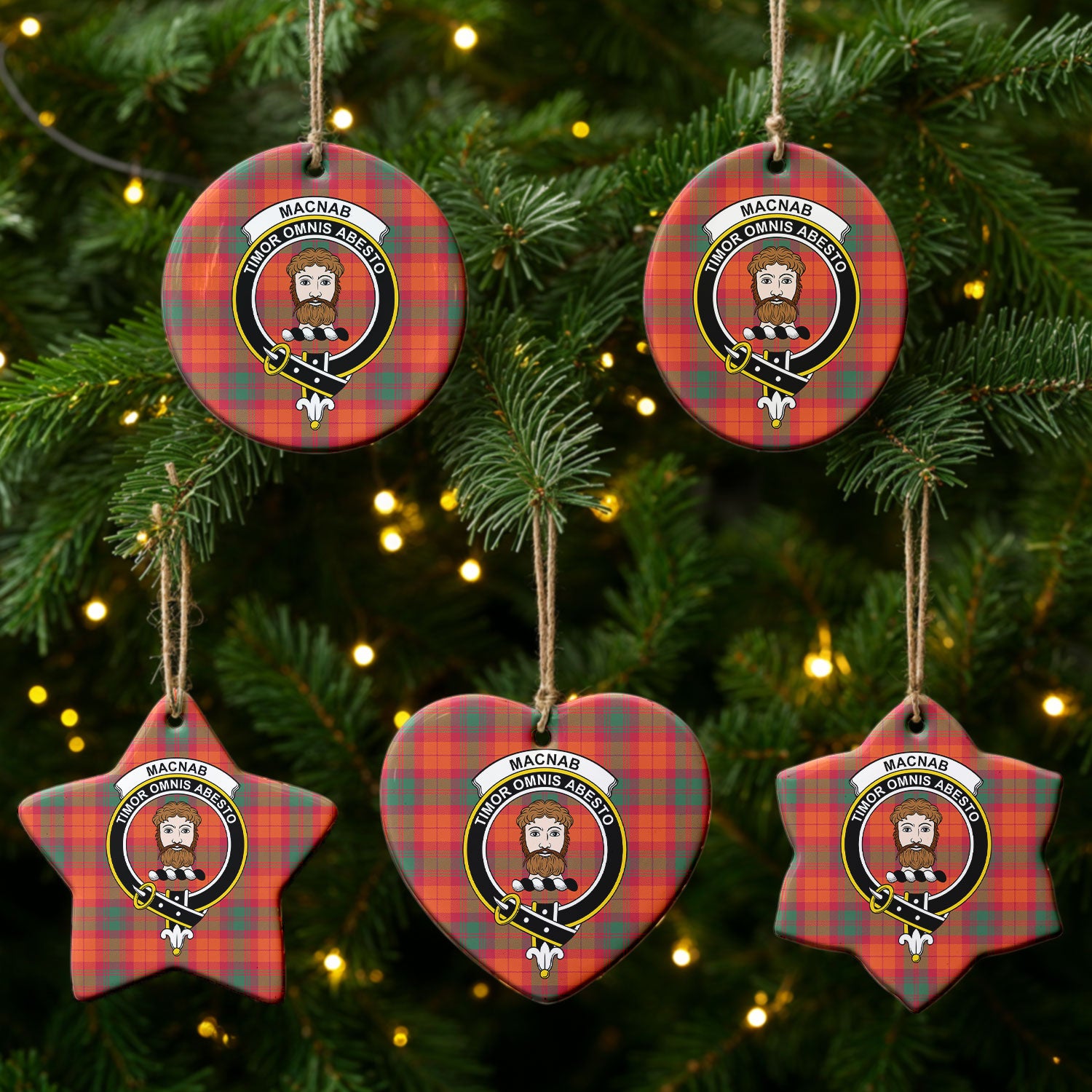 MacNab Ancient Tartan Crest Christmas Ceramic Ornament