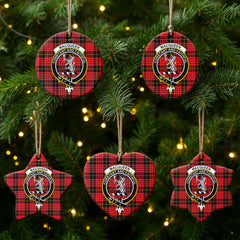 MacQueen Modern Tartan Crest Christmas Ceramic Ornament