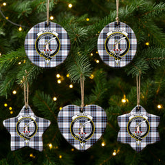 MacRae Dress Modern Tartan Crest Christmas Ceramic Ornament