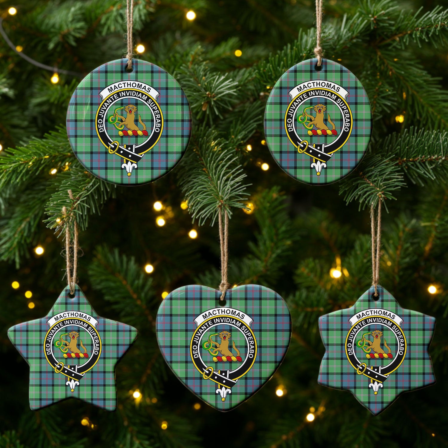 MacThomas Ancient Tartan Crest Christmas Ceramic Ornament