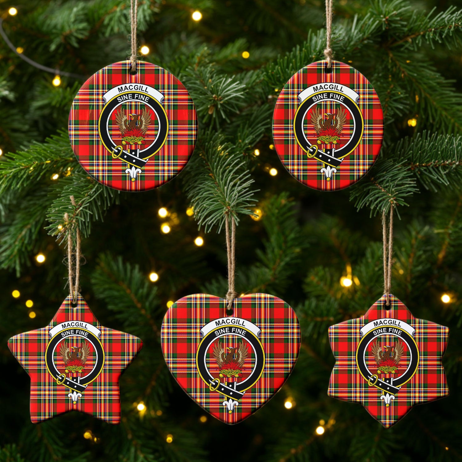 Makgill Tartan Crest Christmas Ceramic Ornament