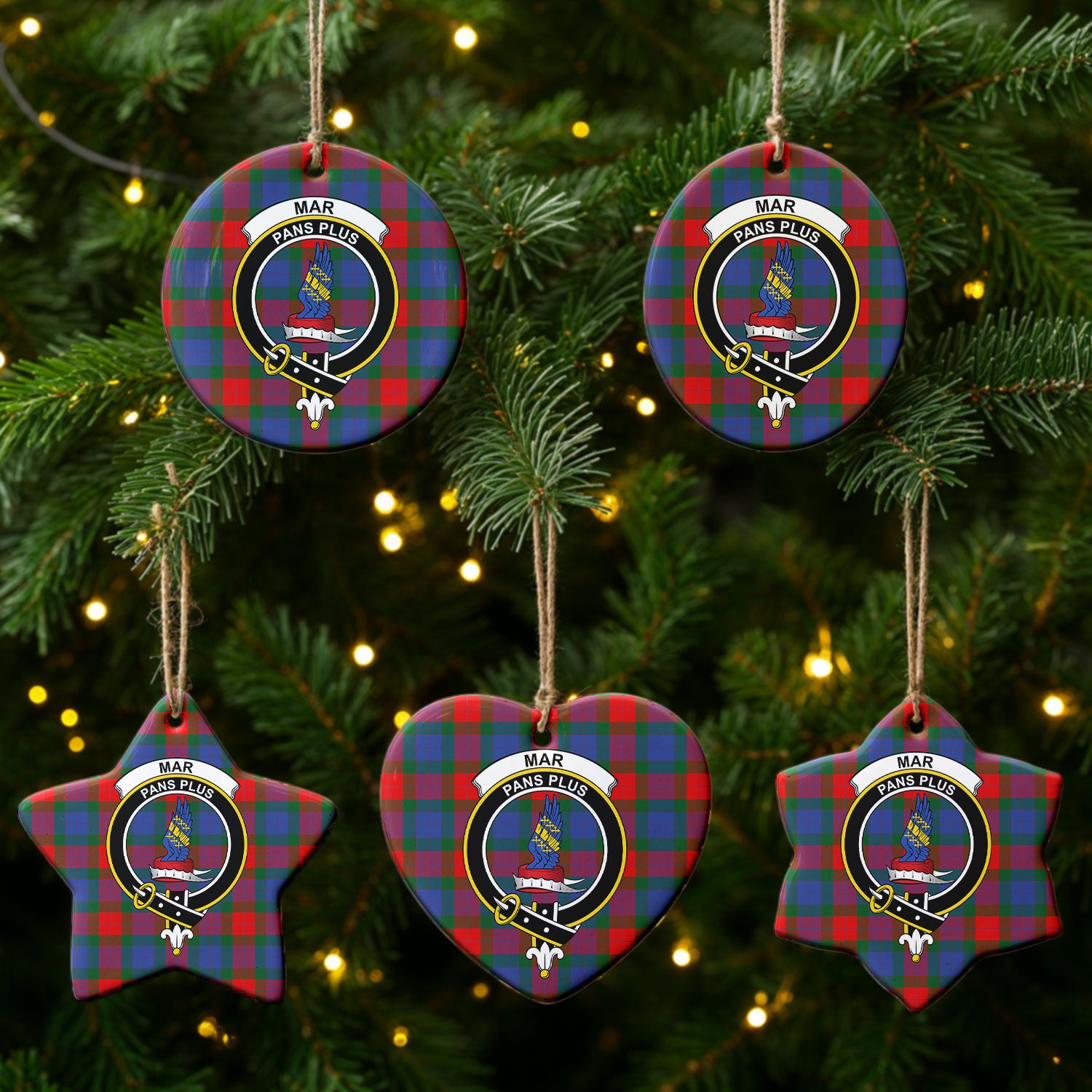 Mar Tartan Crest Christmas Ceramic Ornament