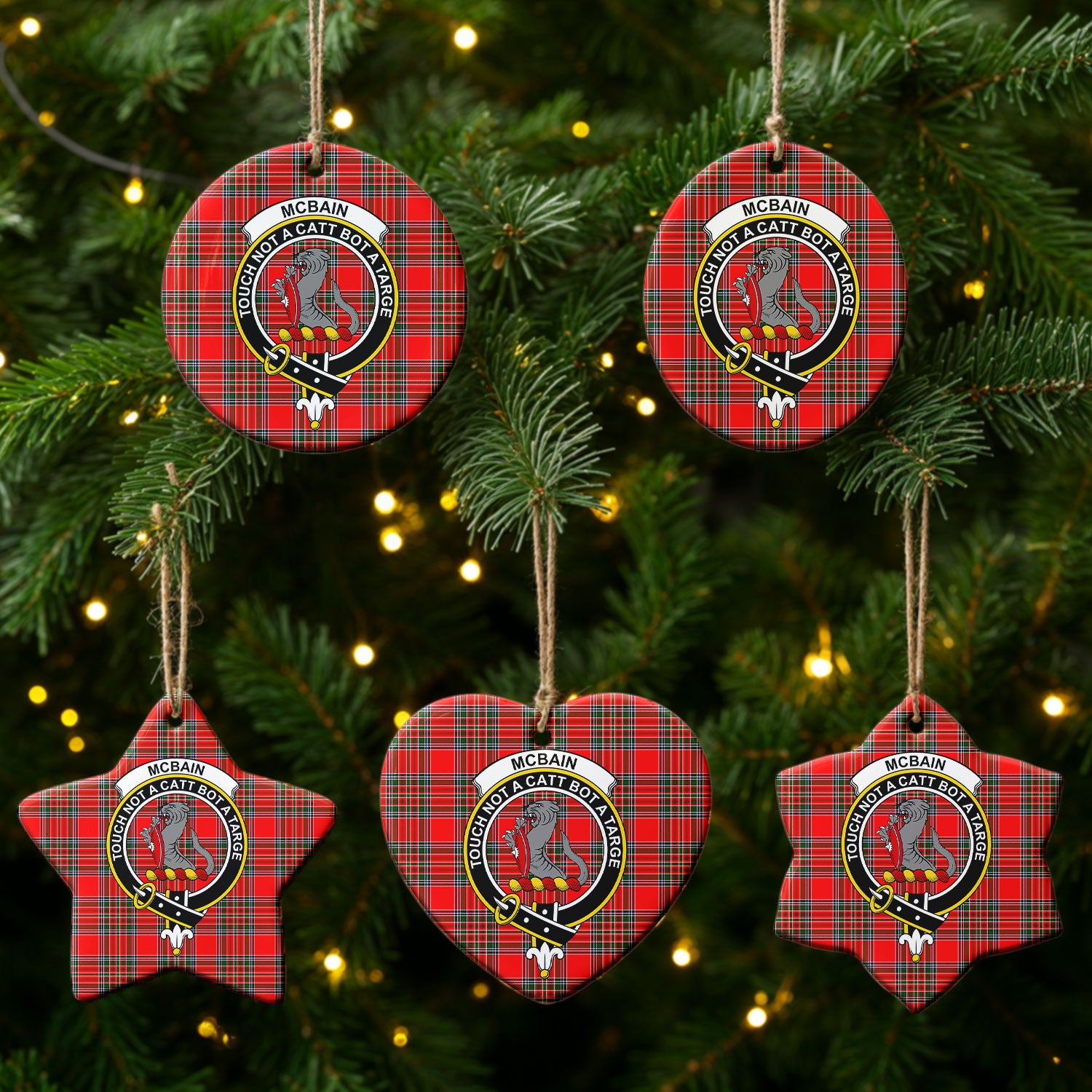 McBain Tartan Crest Christmas Ceramic Ornament