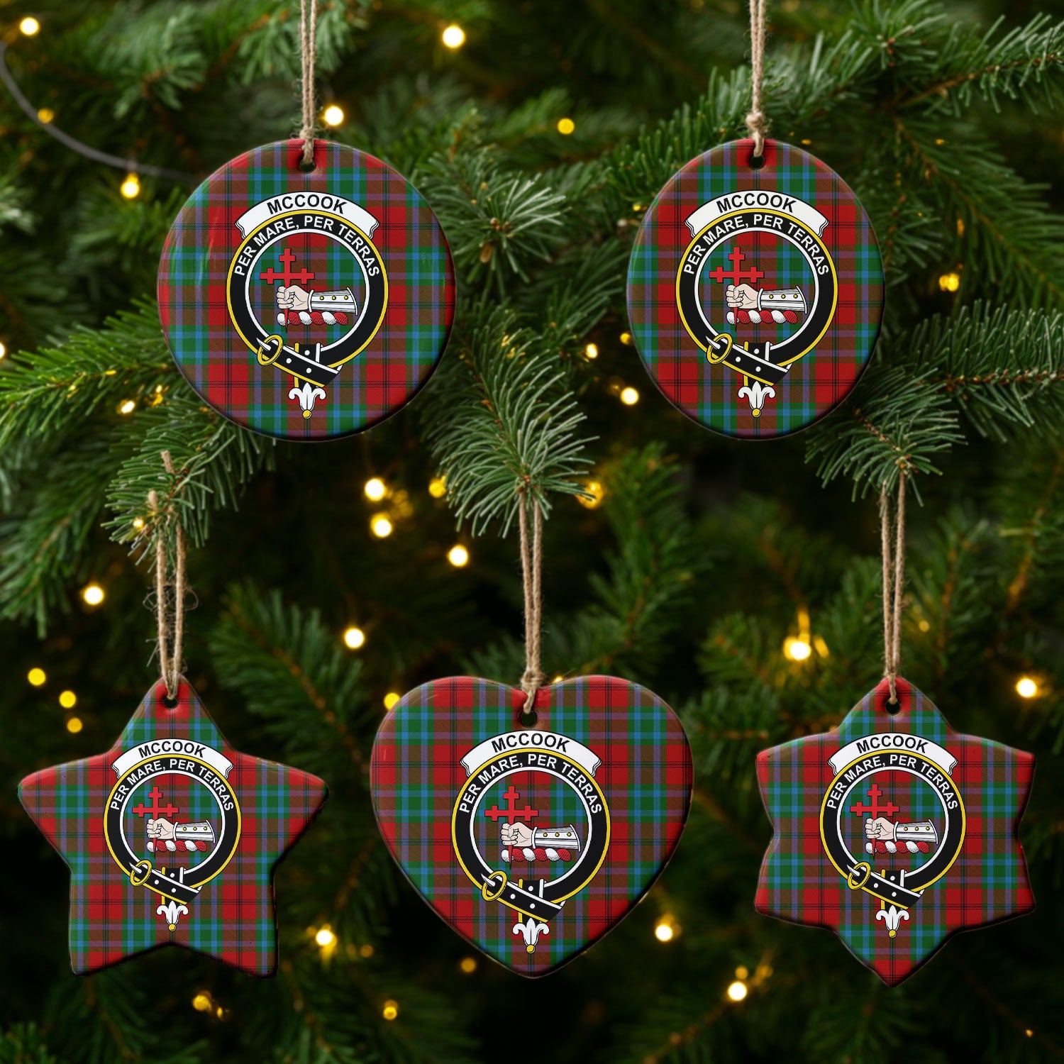 McCook Tartan Crest Christmas Ceramic Ornament