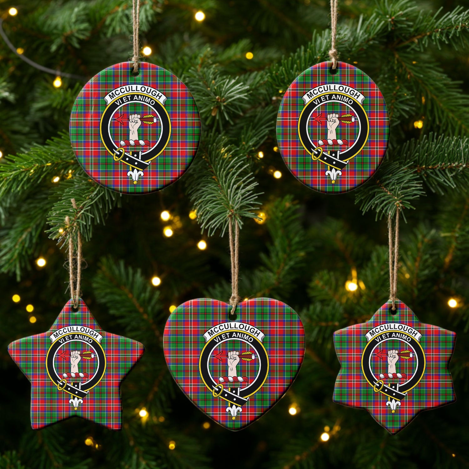 McCullough Tartan Crest Christmas Ceramic Ornament