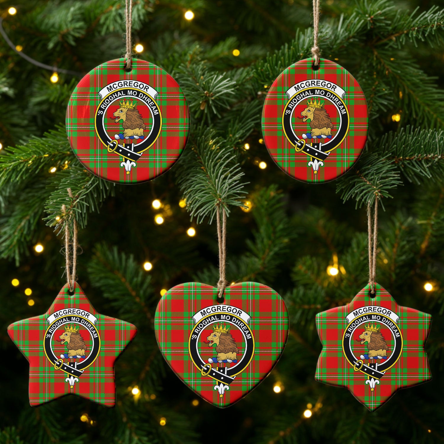 McGregor Modern Tartan Crest Christmas Ceramic Ornament