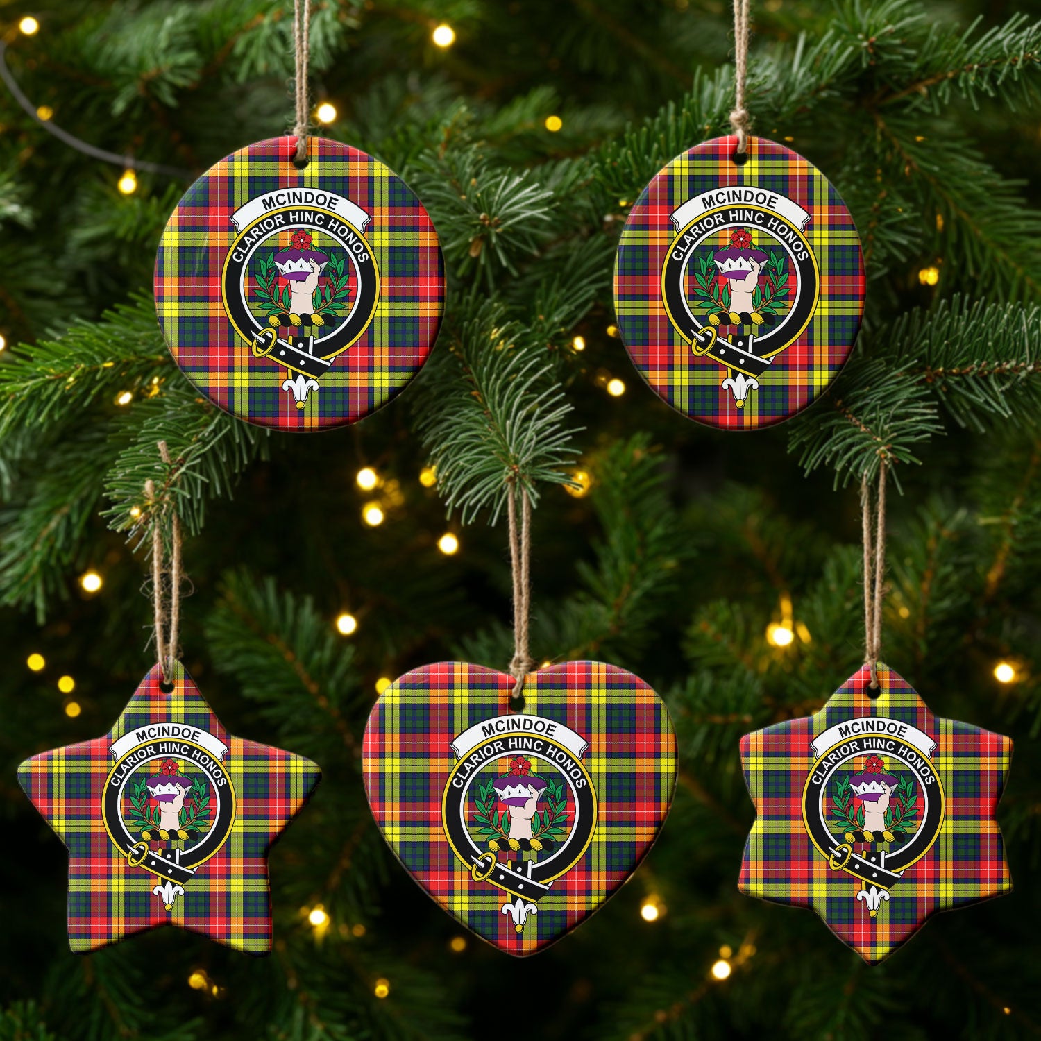 McIndoe Tartan Crest Christmas Ceramic Ornament
