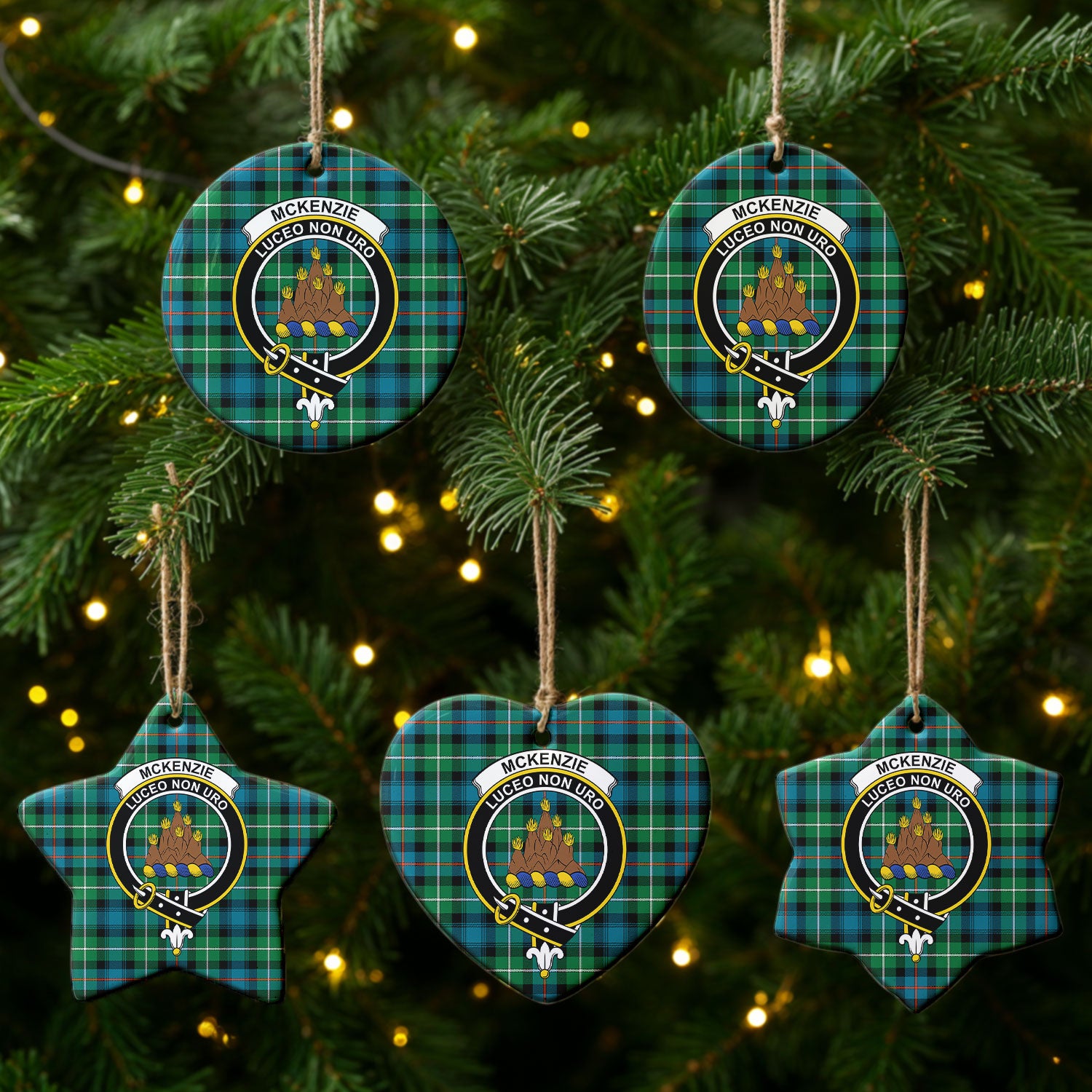 McKenzie Ancient Tartan Crest Christmas Ceramic Ornament