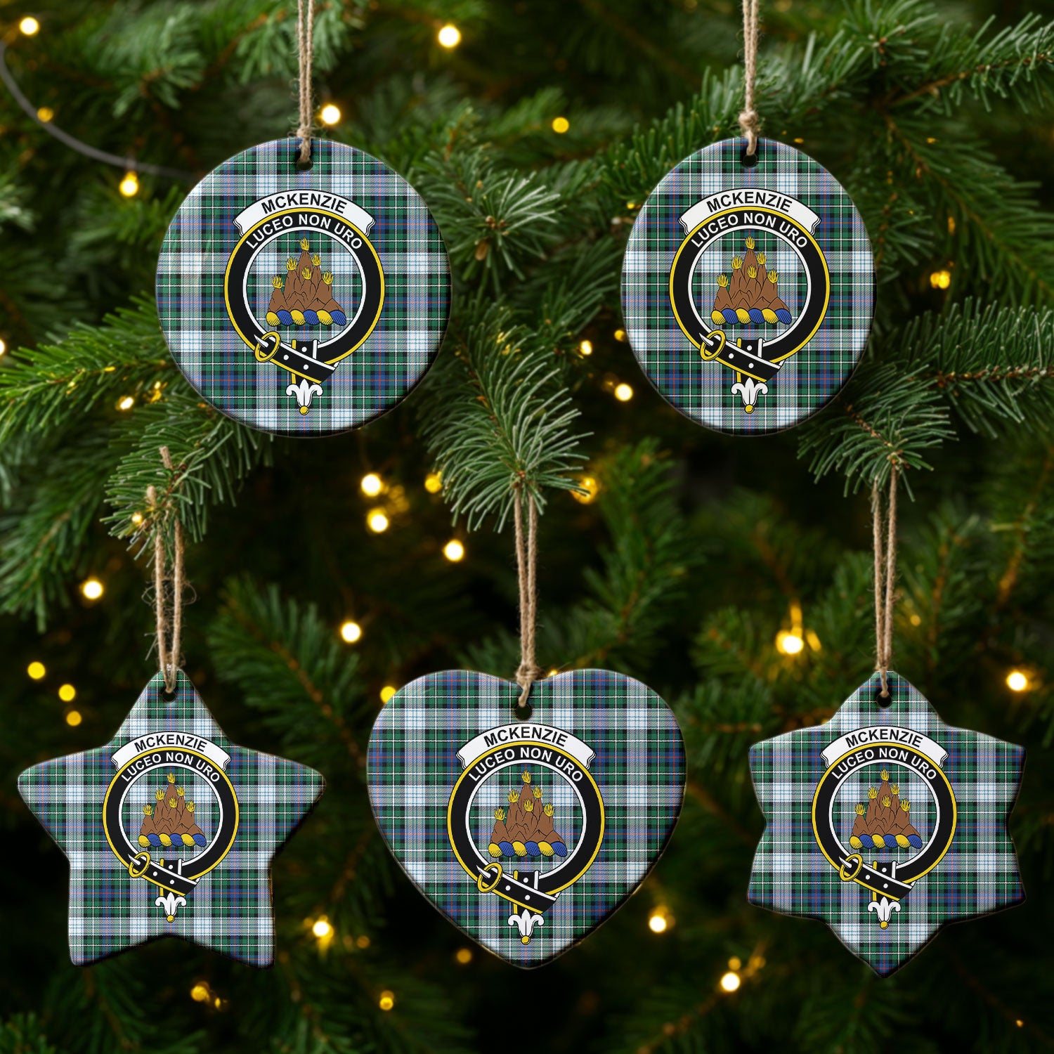 McKenzie Dress Ancient Tartan Crest Christmas Ceramic Ornament