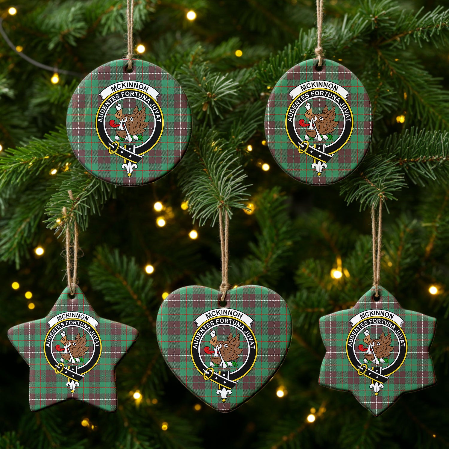 McKinnon Hunting Ancient Tartan Crest Christmas Ceramic Ornament