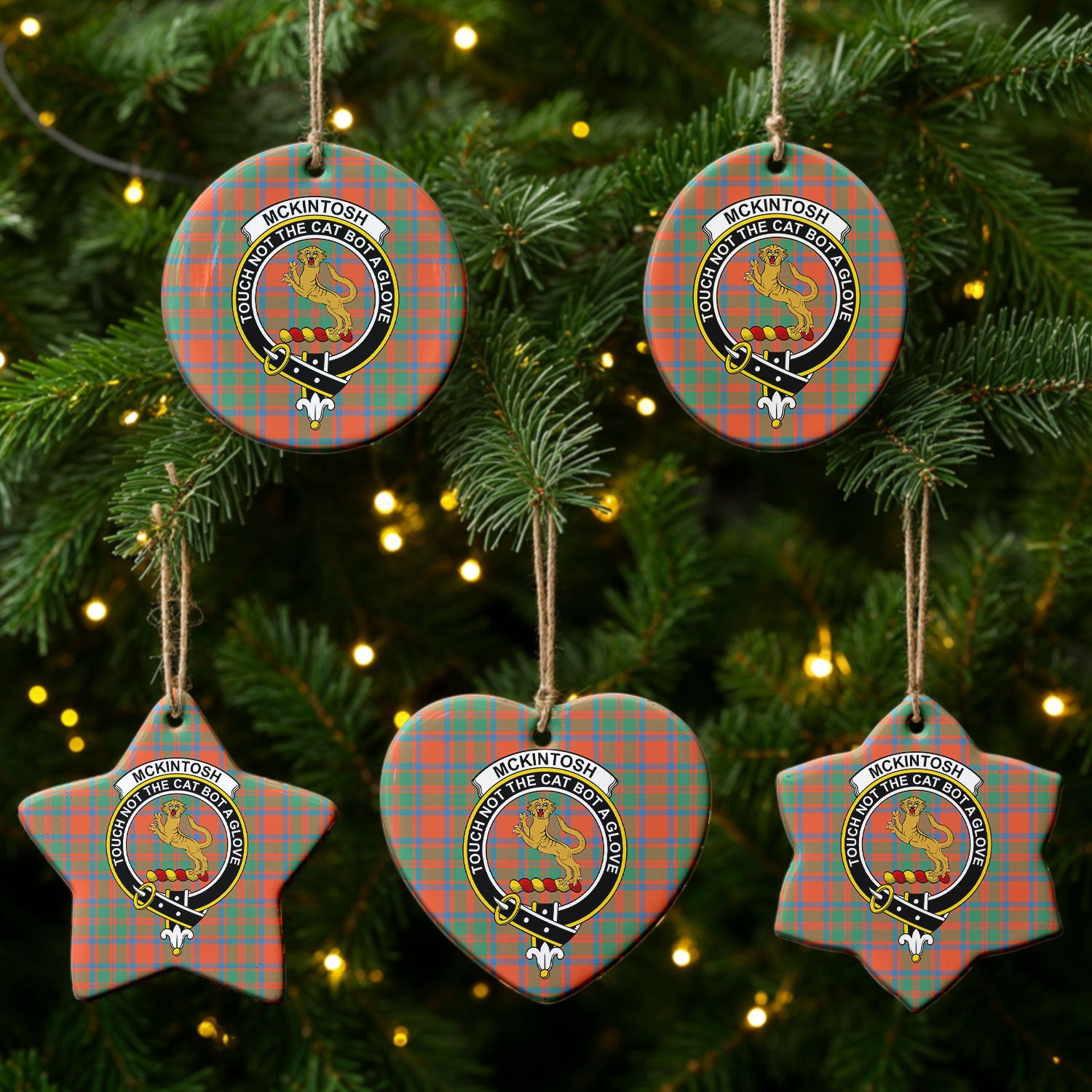 McKintosh Ancient Tartan Crest Christmas Ceramic Ornament