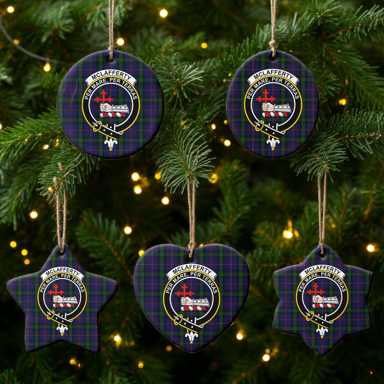 McLafferty Tartan Crest Christmas Ceramic Ornament