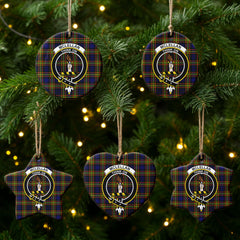 McLellan Modern Tartan Crest Christmas Ceramic Ornament