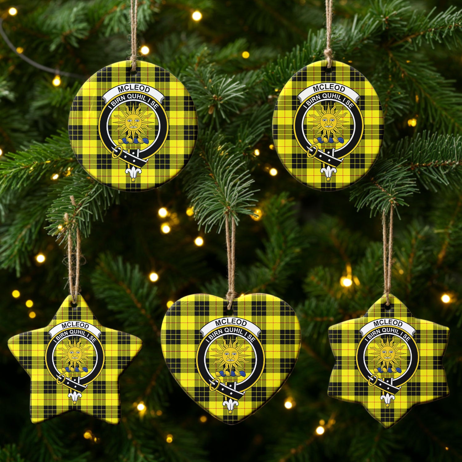 McLeod of Lewis Modern Tartan Crest Christmas Ceramic Ornament