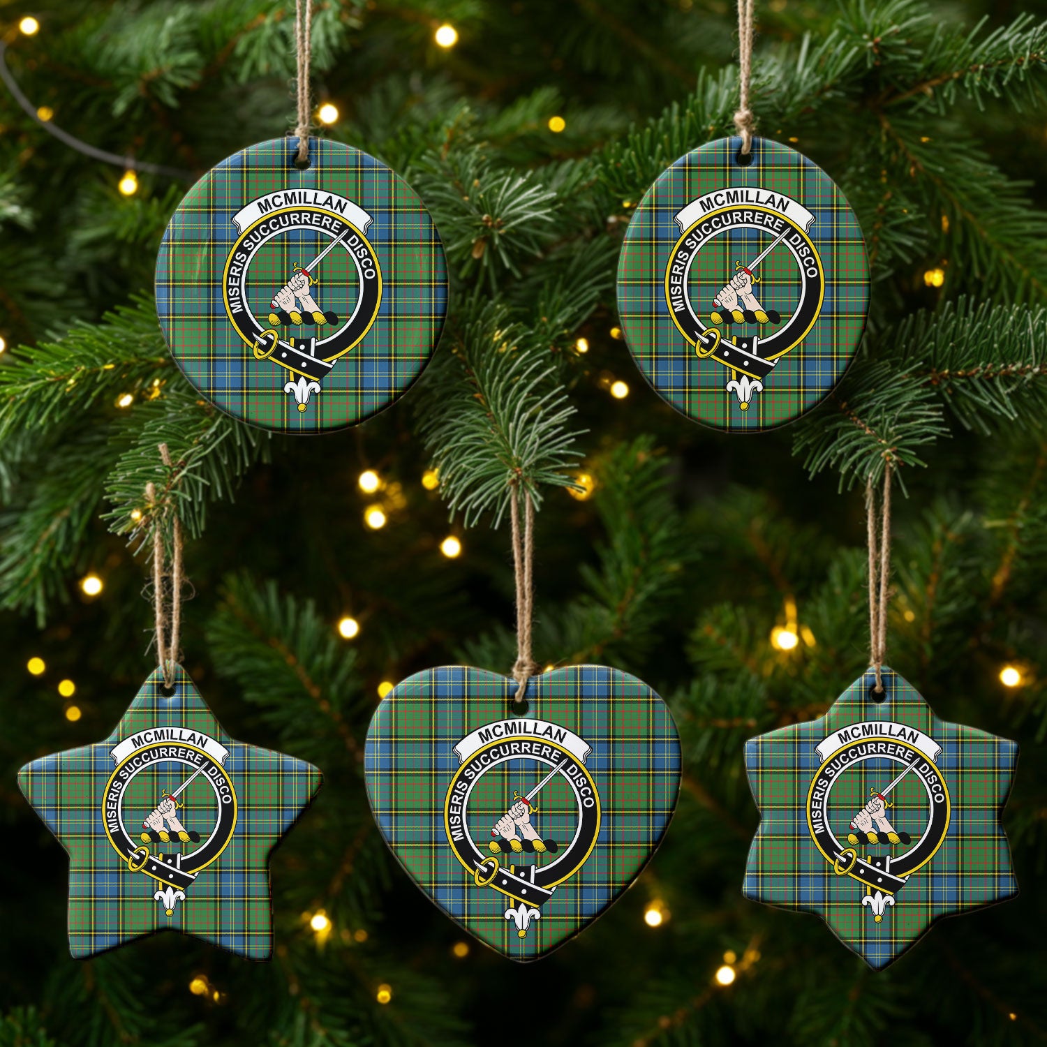 McMillan Hunting Ancient Tartan Crest Christmas Ceramic Ornament