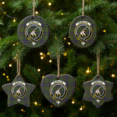 McMillan Hunting Modern Tartan Crest Christmas Ceramic Ornament