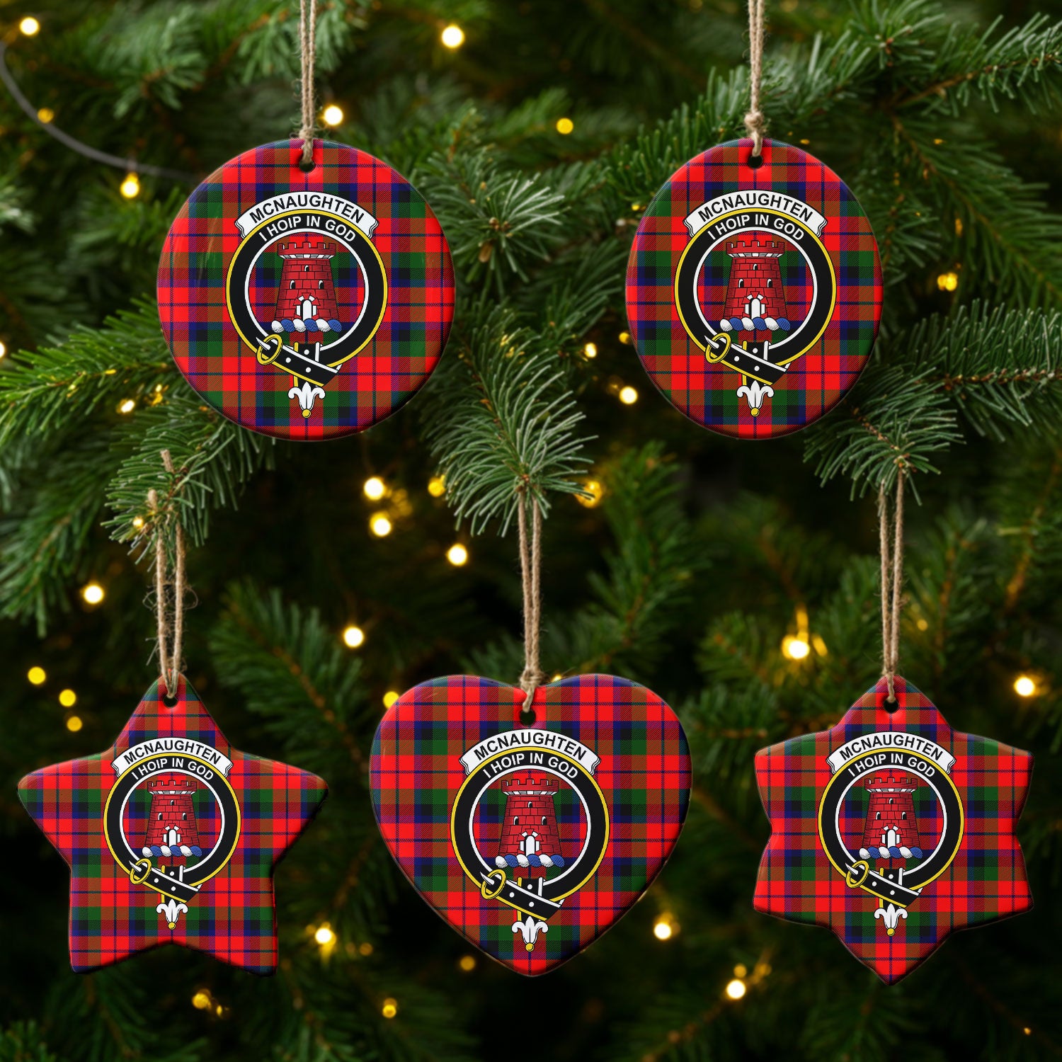 McNaughten Tartan Crest Christmas Ceramic Ornament