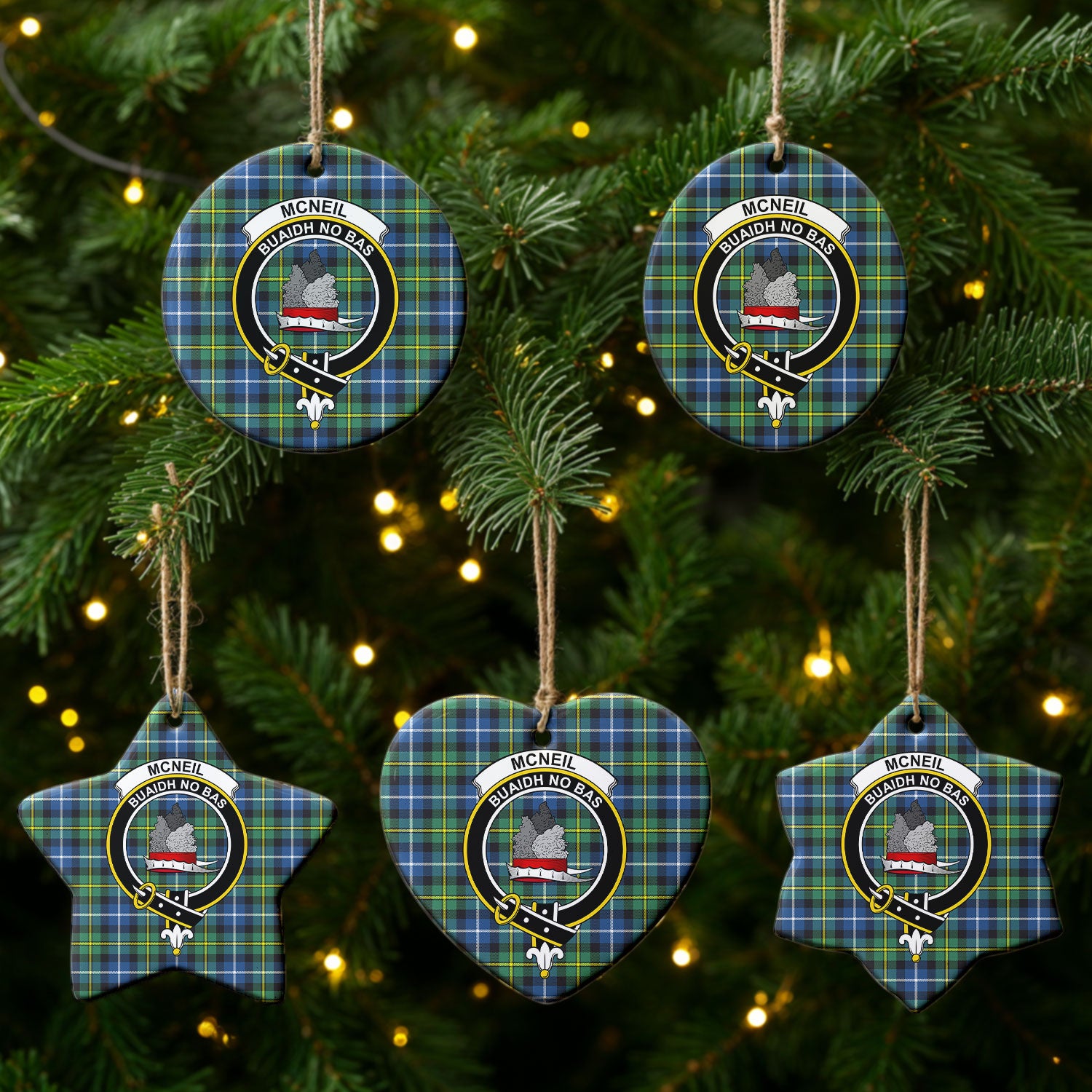 McNeil of Barra Ancient Tartan Crest Christmas Ceramic Ornament