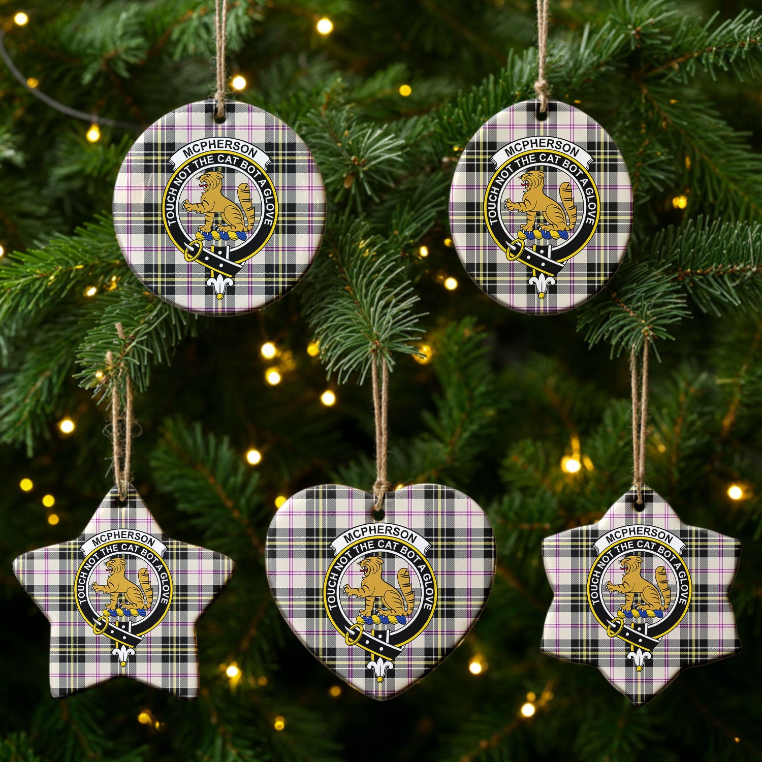 McPherson Dress Ancient Tartan Crest Christmas Ceramic Ornament