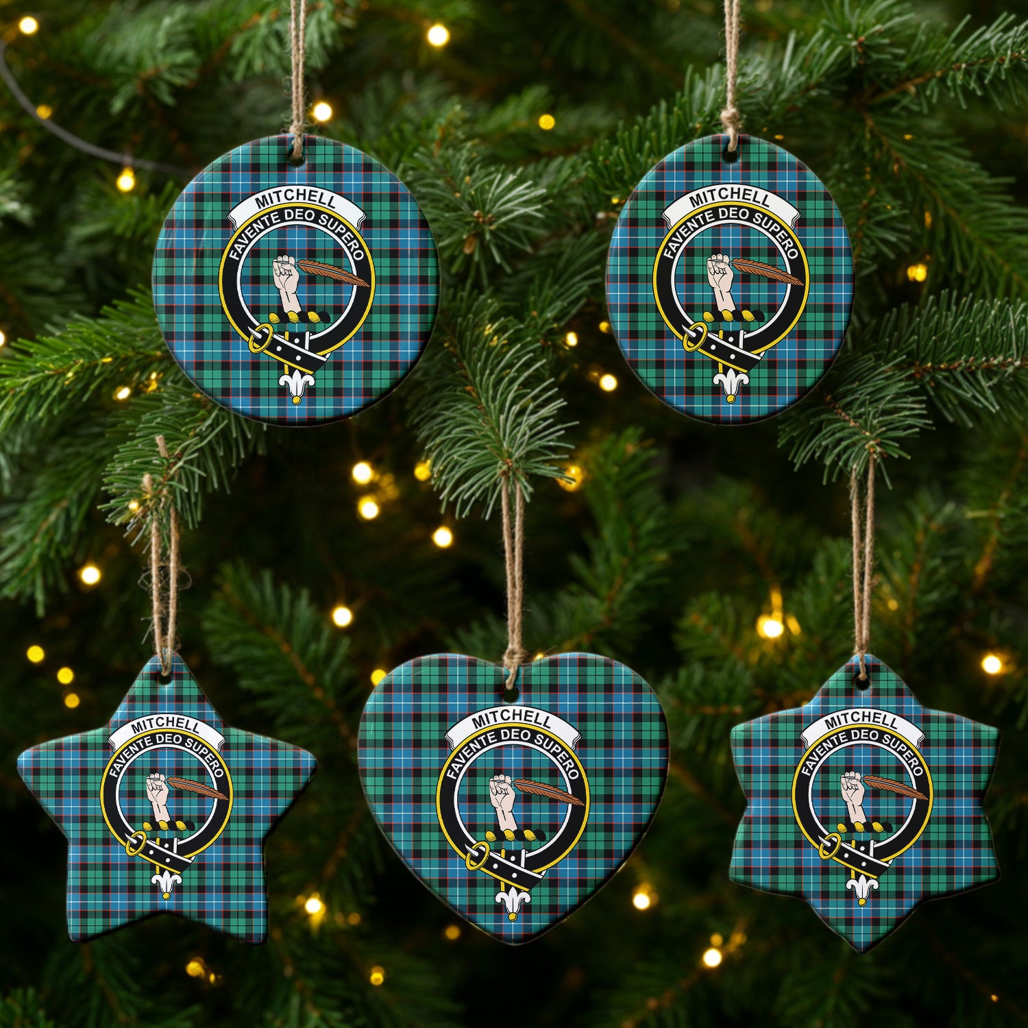 Mitchell Ancient Tartan Crest Christmas Ceramic Ornament