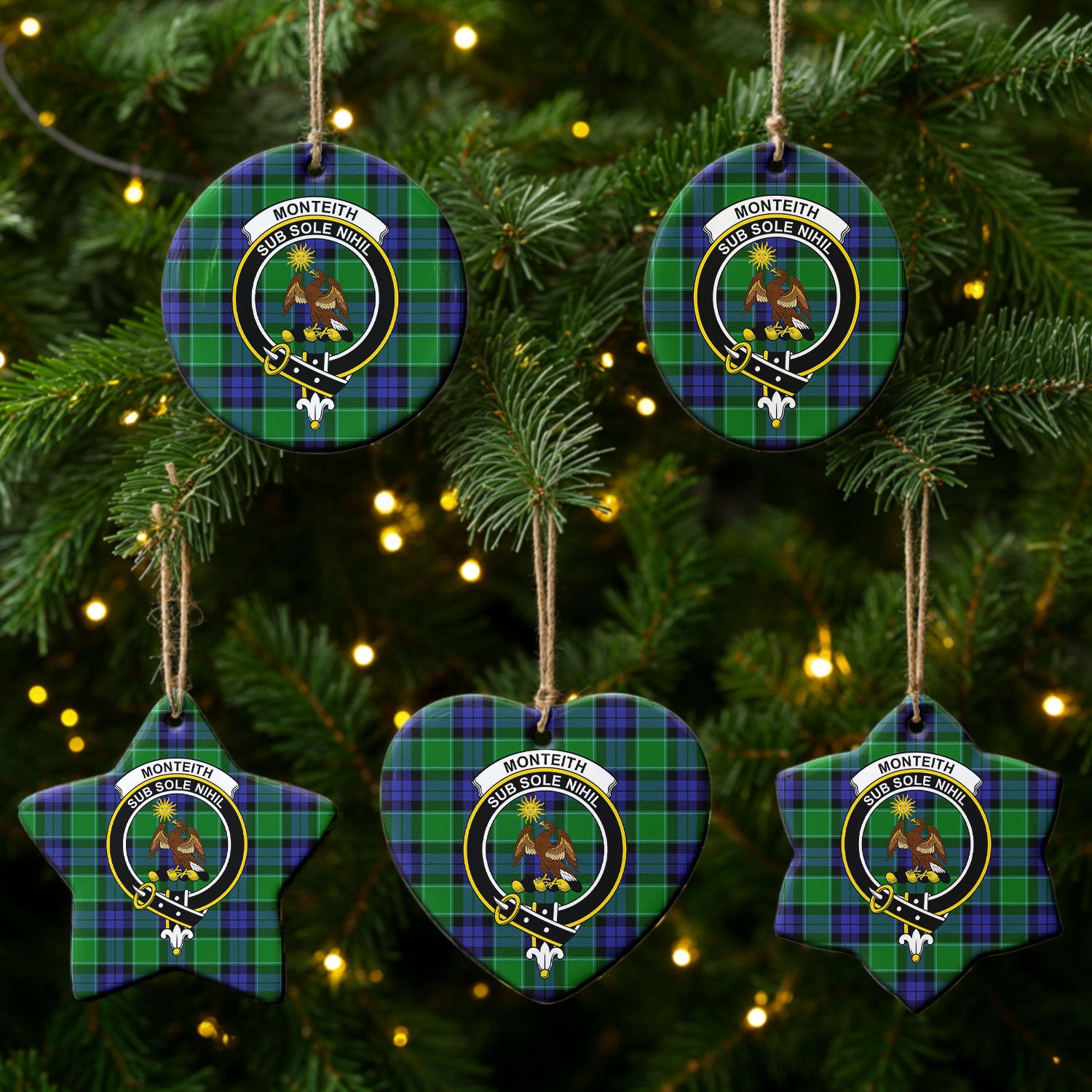 Monteith Tartan Crest Christmas Ceramic Ornament