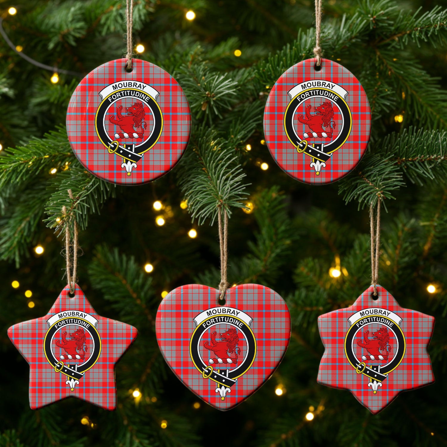 Moubray Tartan Crest Christmas Ceramic Ornament