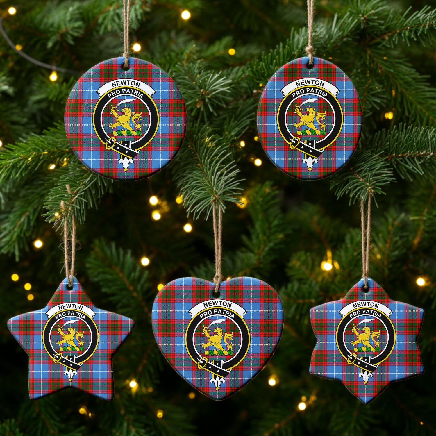 Newton Tartan Crest Christmas Ceramic Ornament