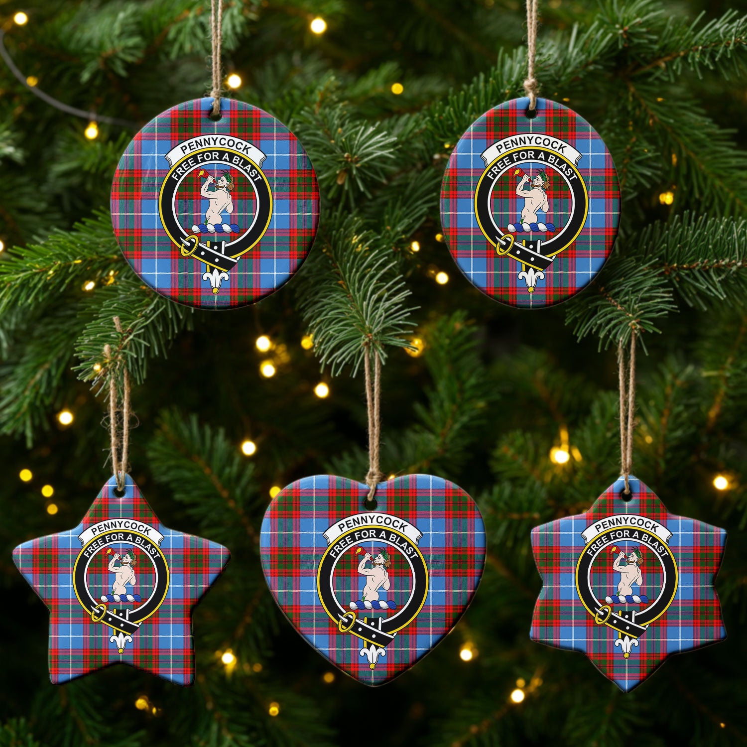 Pennycook Tartan Crest Christmas Ceramic Ornament