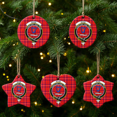 Rose Modern Tartan Crest Christmas Ceramic Ornament