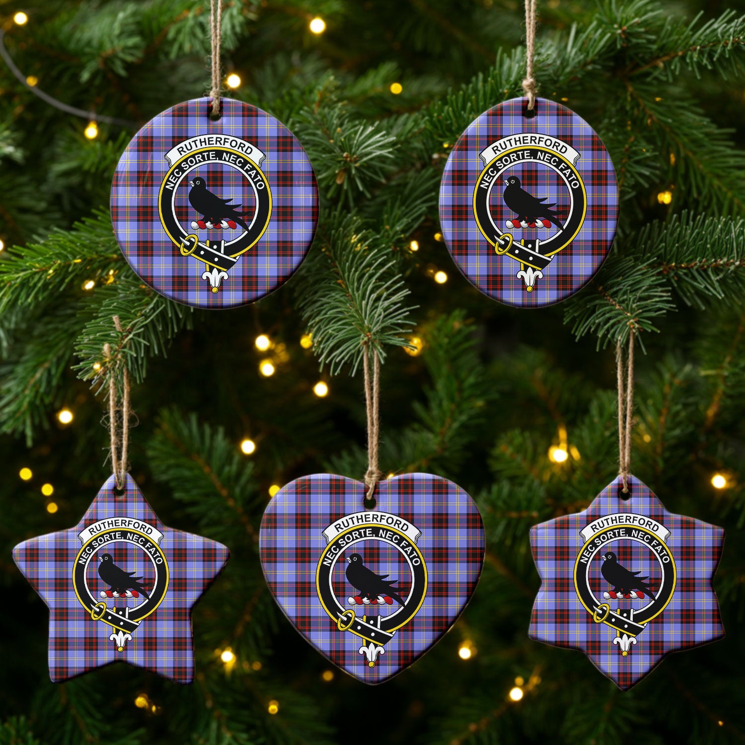 Rutherford Tartan Crest Christmas Ceramic Ornament
