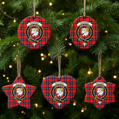 Ruthven Modern Tartan Crest Christmas Ceramic Ornament