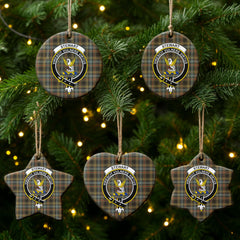 Stewart Hunting Weathered Tartan Crest Christmas Ceramic Ornament