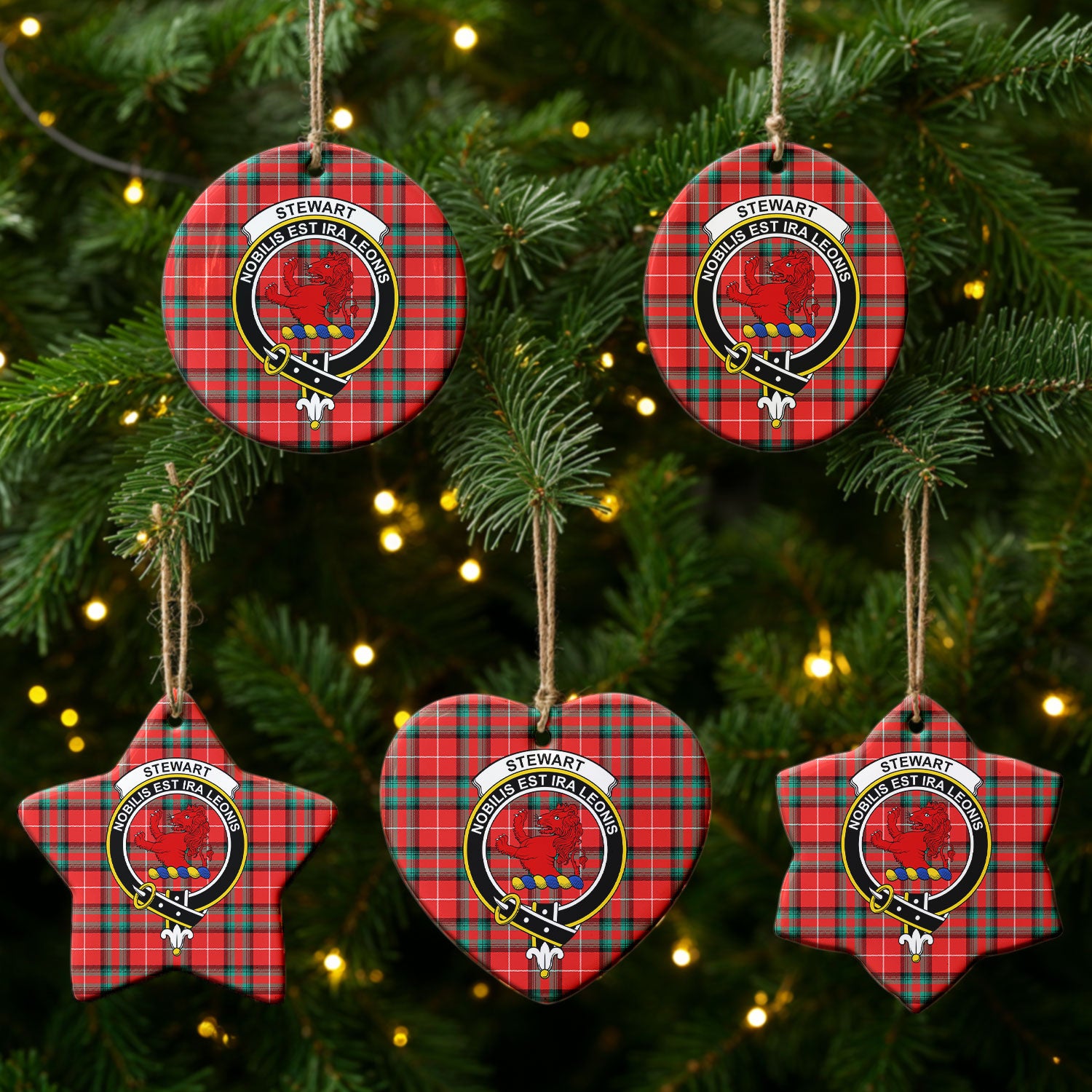 Stewart (Stuart) of Bute Tartan Crest Christmas Ceramic Ornament