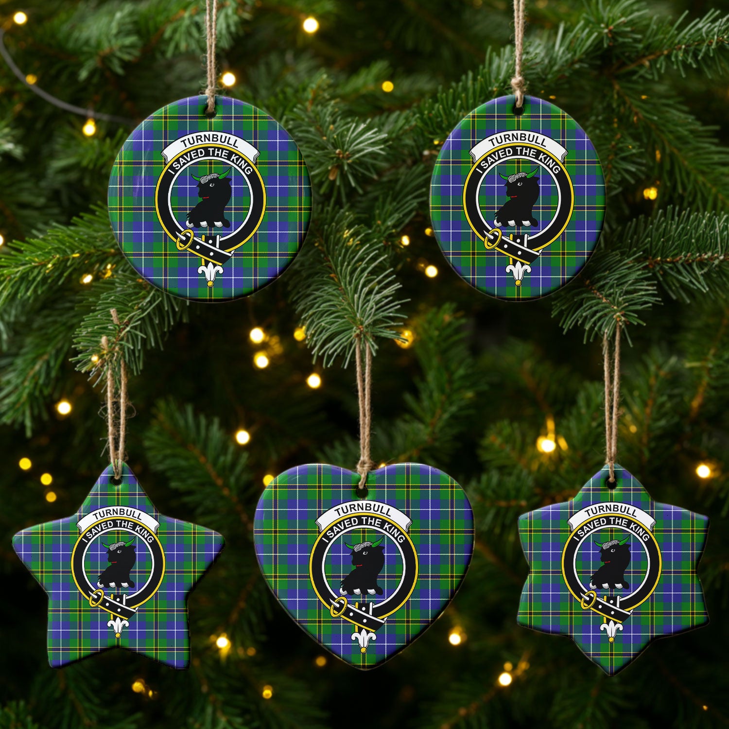 Turnbull Hunting Tartan Crest Christmas Ceramic Ornament