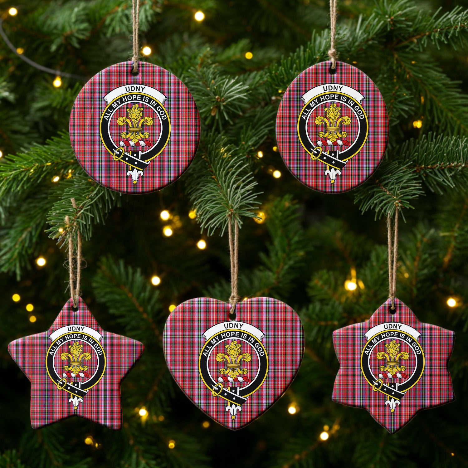 Udny Tartan Crest Christmas Ceramic Ornament