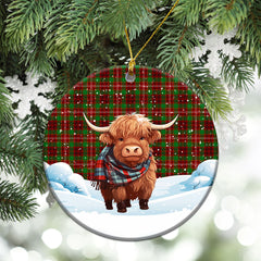 Ainslie Tartan Christmas Ceramic Ornament - Highland Cows Snow Style