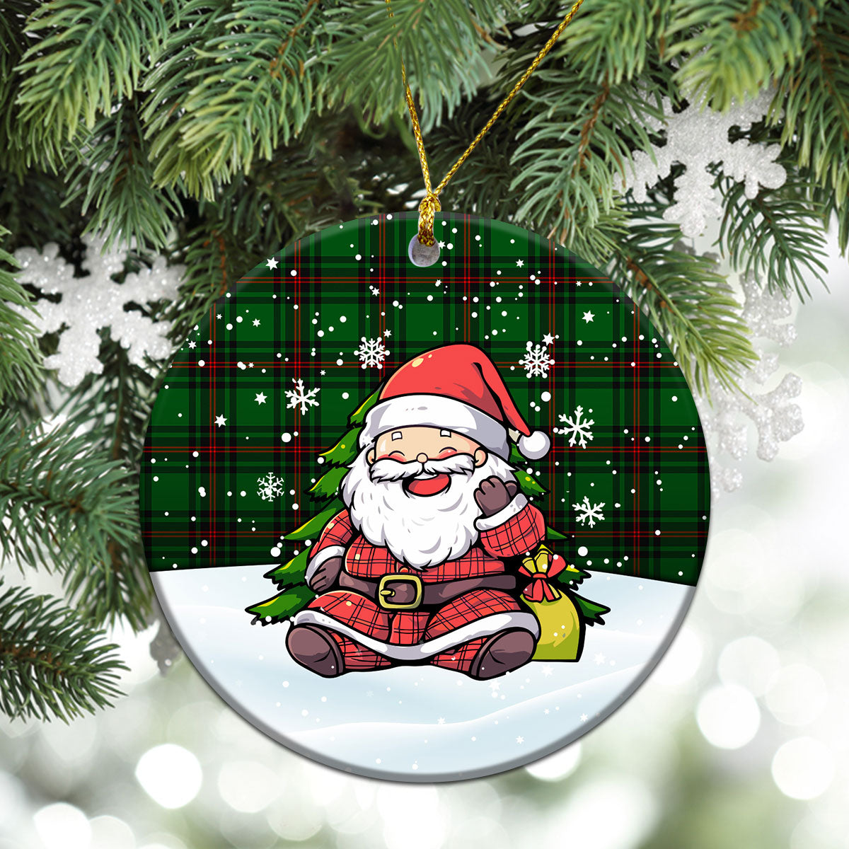 Anstruther Tartan Christmas Ceramic Ornament - Scottish Santa Style