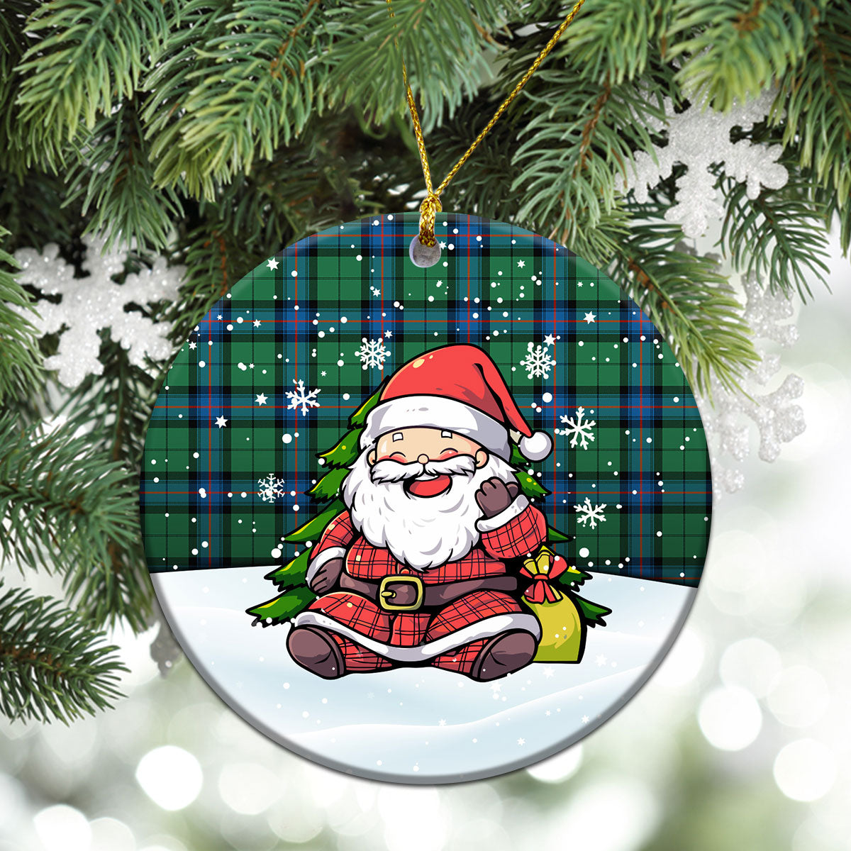 Armstrong Ancient Tartan Christmas Ceramic Ornament - Scottish Santa Style