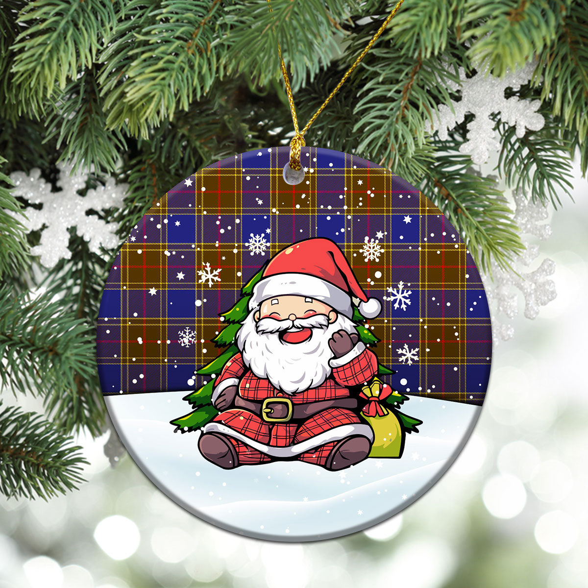 Balfour Modern Tartan Christmas Ceramic Ornament - Scottish Santa Style