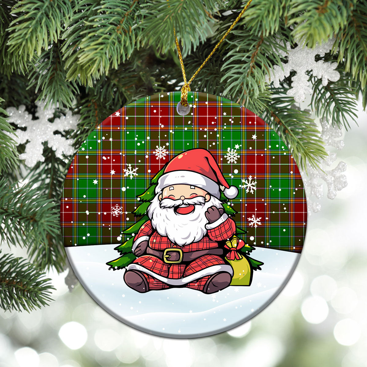 Baxter Modern Tartan Christmas Ceramic Ornament - Scottish Santa Style