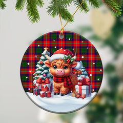 Belshes Tartan Christmas Ceramic Ornament - Highland Cow Winter Style