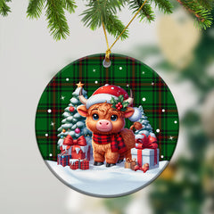 Beveridge Tartan Christmas Ceramic Ornament - Highland Cow Winter Style