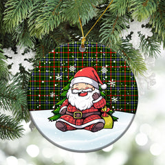 Bisset Tartan Christmas Ceramic Ornament - Scottish Santa Style