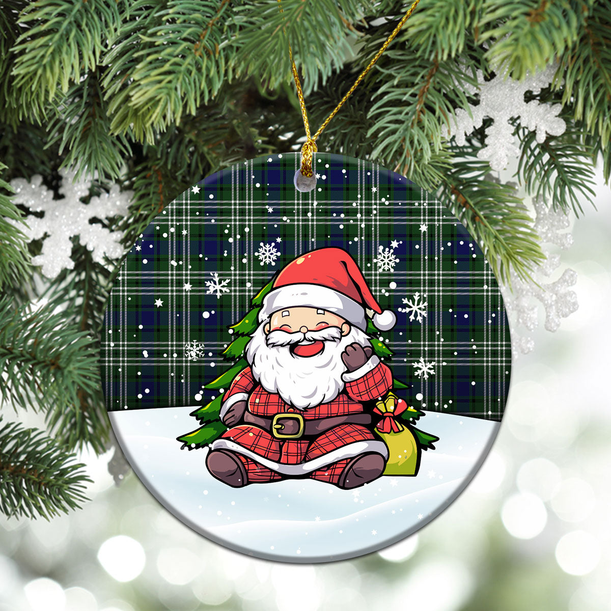 Blyth Tartan Christmas Ceramic Ornament - Scottish Santa Style