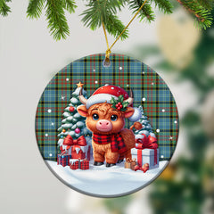 Brisbane Tartan Christmas Ceramic Ornament - Highland Cow Winter Style