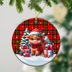 Brodie Modern Tartan Christmas Ceramic Ornament - Highland Cow Winter Style