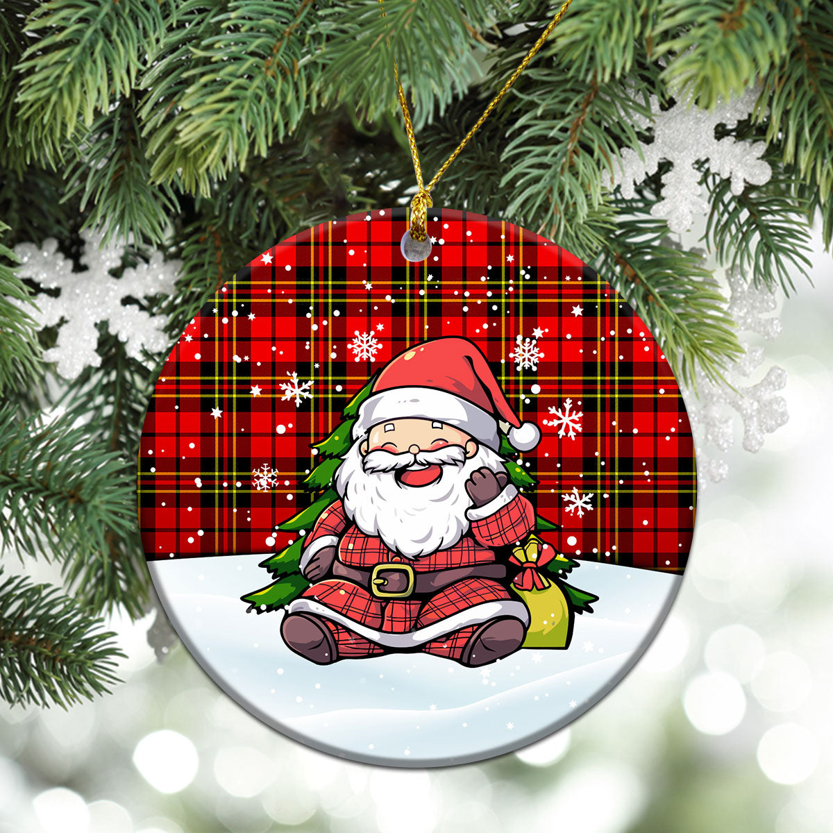 Brodie Modern Tartan Christmas Ceramic Ornament - Scottish Santa Style